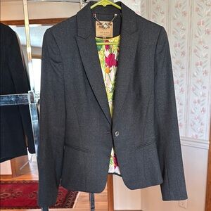 Ted Baker Gray Blazer with Tailored Fit and Vibrant Lining